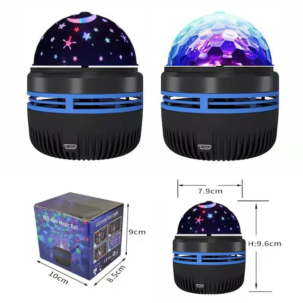 LED Starry Sky Projector Night Light - 360° Rotating USB 5V RGB Moon & Stars Lamp for Bedroom, Weddings & Christmas