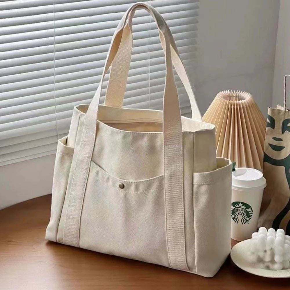 Large Canvas Tote Bag – Fits 15.6-Inch (39.6 cm) Laptop, Zipper Shoulder Bag for Work, College & Shopping