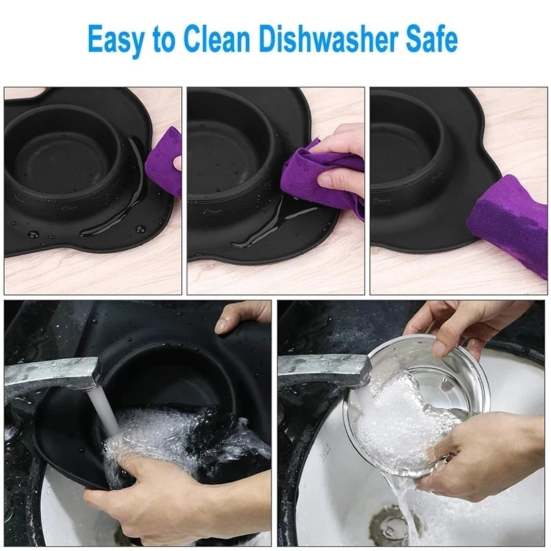 Double Stainless Steel Pet Bowl with Non-Slip Silicone Mat – Durable Food & Water Feeder for Dogs & Cats (S/M/L)