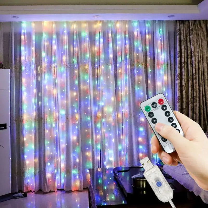 USB LED Curtain Fairy Lights with Remote, Window String Lights for Christmas, Wedding & Bedroom (Multiple Sizes, 5V USB)