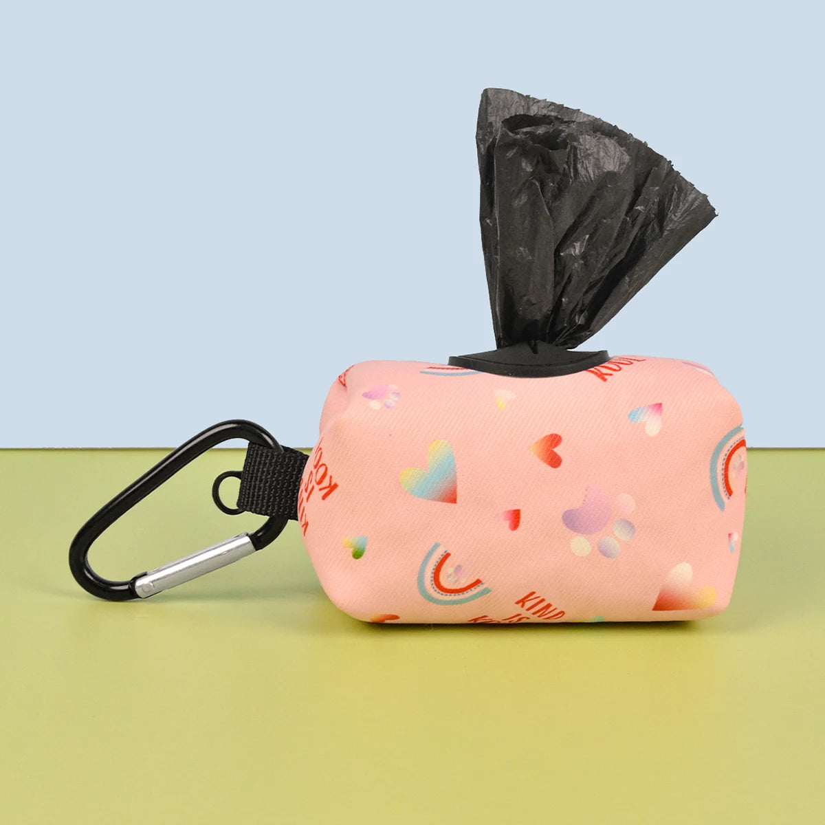 Rainbow Print Dog Poop Bag Holder — Fashion Waste Bag Dispenser with Leash Attachment (No Bags Included)
