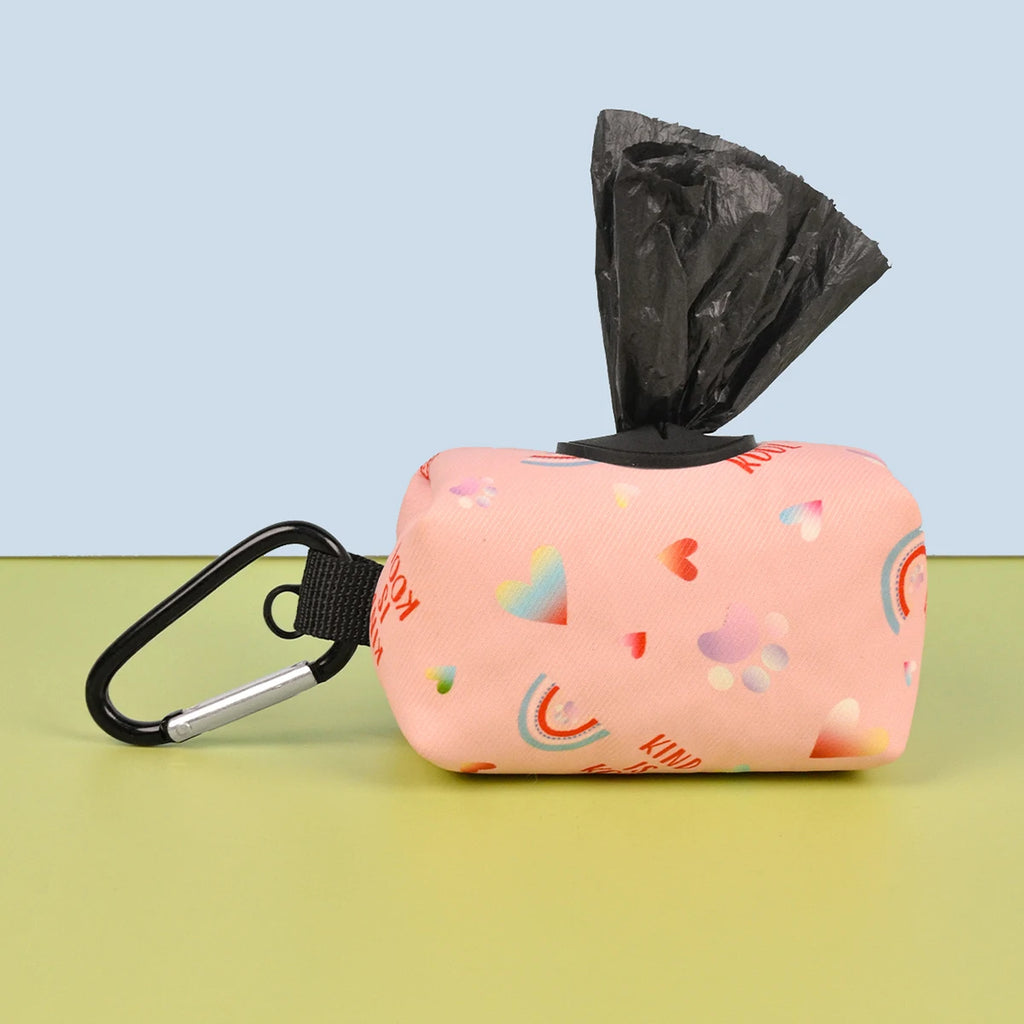 Rainbow Print Clip-On Dog Poop Bag Holder & Dispenser for Leash