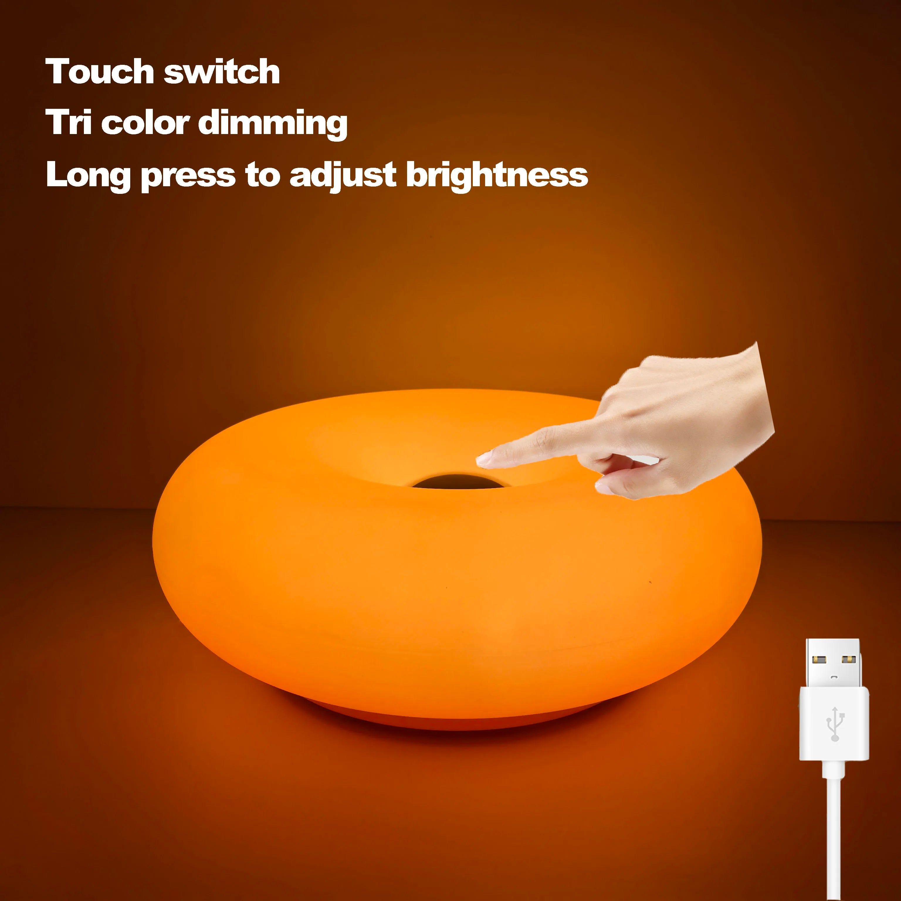 Bauhaus Donut Table Lamp USB LED Bedside Night Light for Bedroom Living Room Dining Room