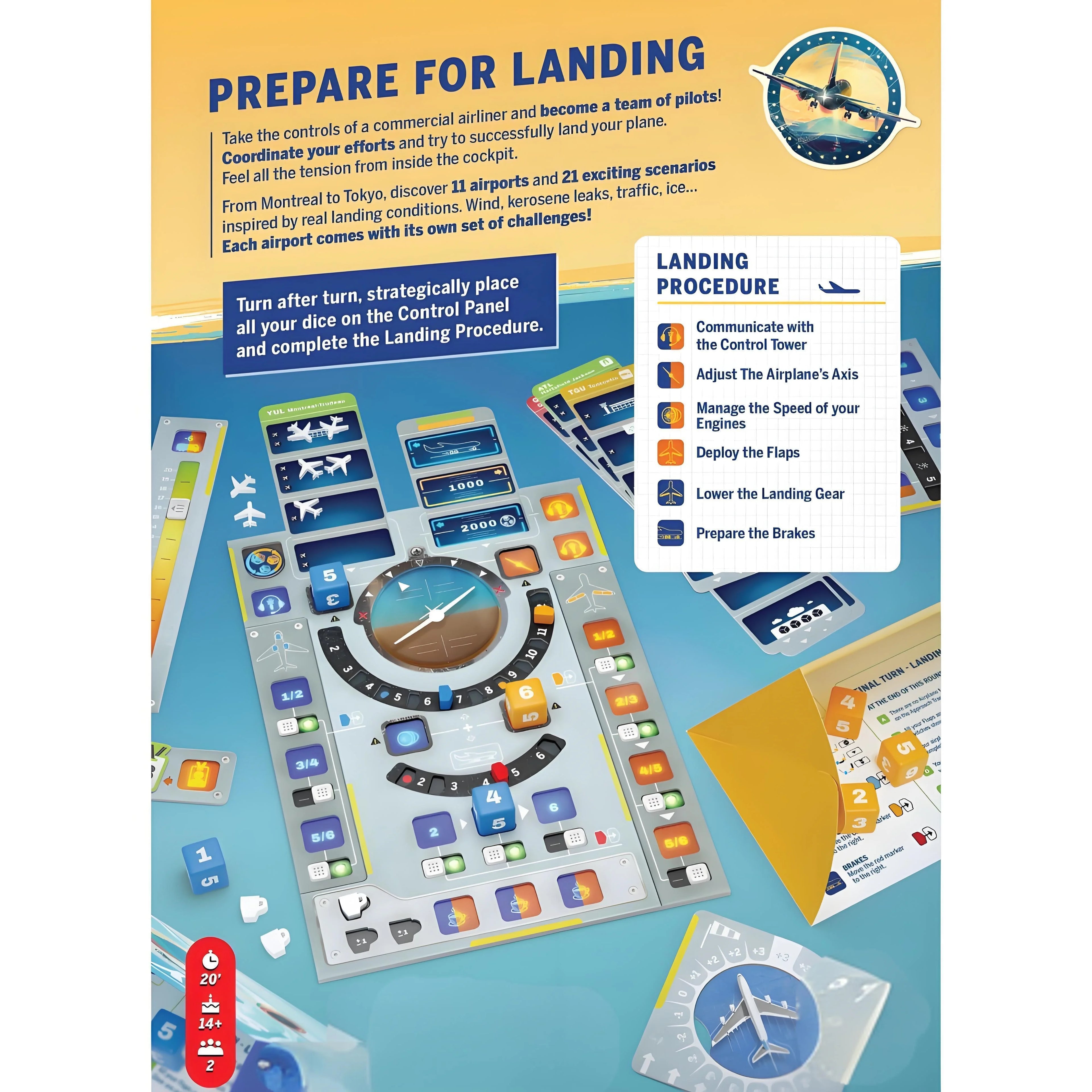 Sky Team Cooperative Board Game - 2-Player Strategy Game to Land the Plane, 20-Min Fast Play for Teens & Adults 14+