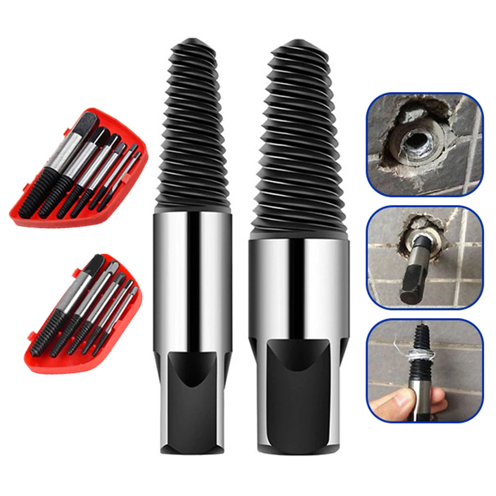 11-Piece Broken Screw Extractor Set – 5pc & 6pc Fine-Tooth Faucet Bolt Removal Kit, 52–88mm (2.05–3.46 in) High Carbon Steel