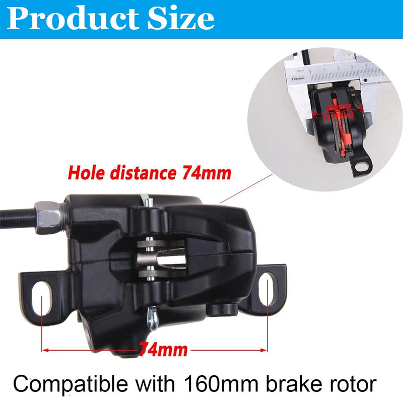 MTB Hydraulic Disc Brake Set – 2-Piston Caliper & 3-Finger Steel Lever, Front & Rear, 160mm Rotor Compatible