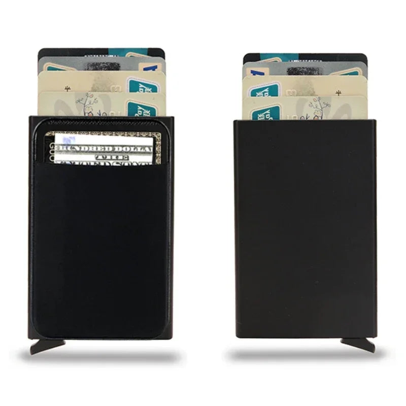 Slim RFID Blocking Credit Card Holder Wallet for Men Anti-Theft Metal Money Card Case