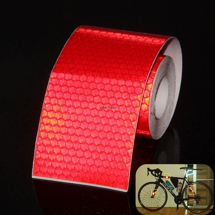 5cm x 3m (2 in x 9.8 ft) Reflective Self-Adhesive PVC Tape — Waterproof High-Visibility Warning Strip for Car, Bicycle & Motorcycle Helmet