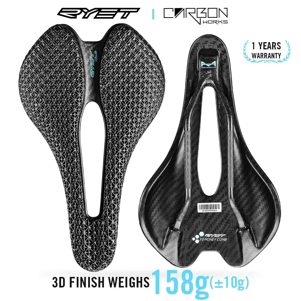 3D Printed Ultralight Carbon EVA Bike Saddle 245 x 145mm (9.65 x 5.71 in) for Road, MTB & Gravel
