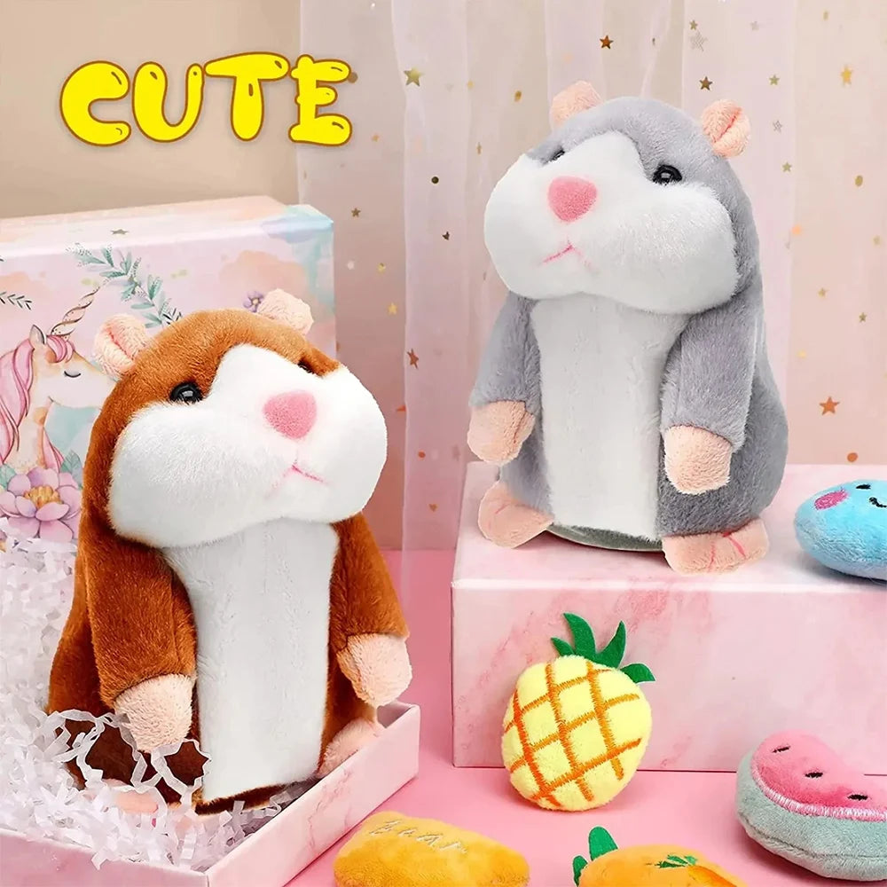Interactive Talking Hamster Plush Toy, Nodding Voice-Imitating Stuffed Animal, Soothing Baby & Kids Gift