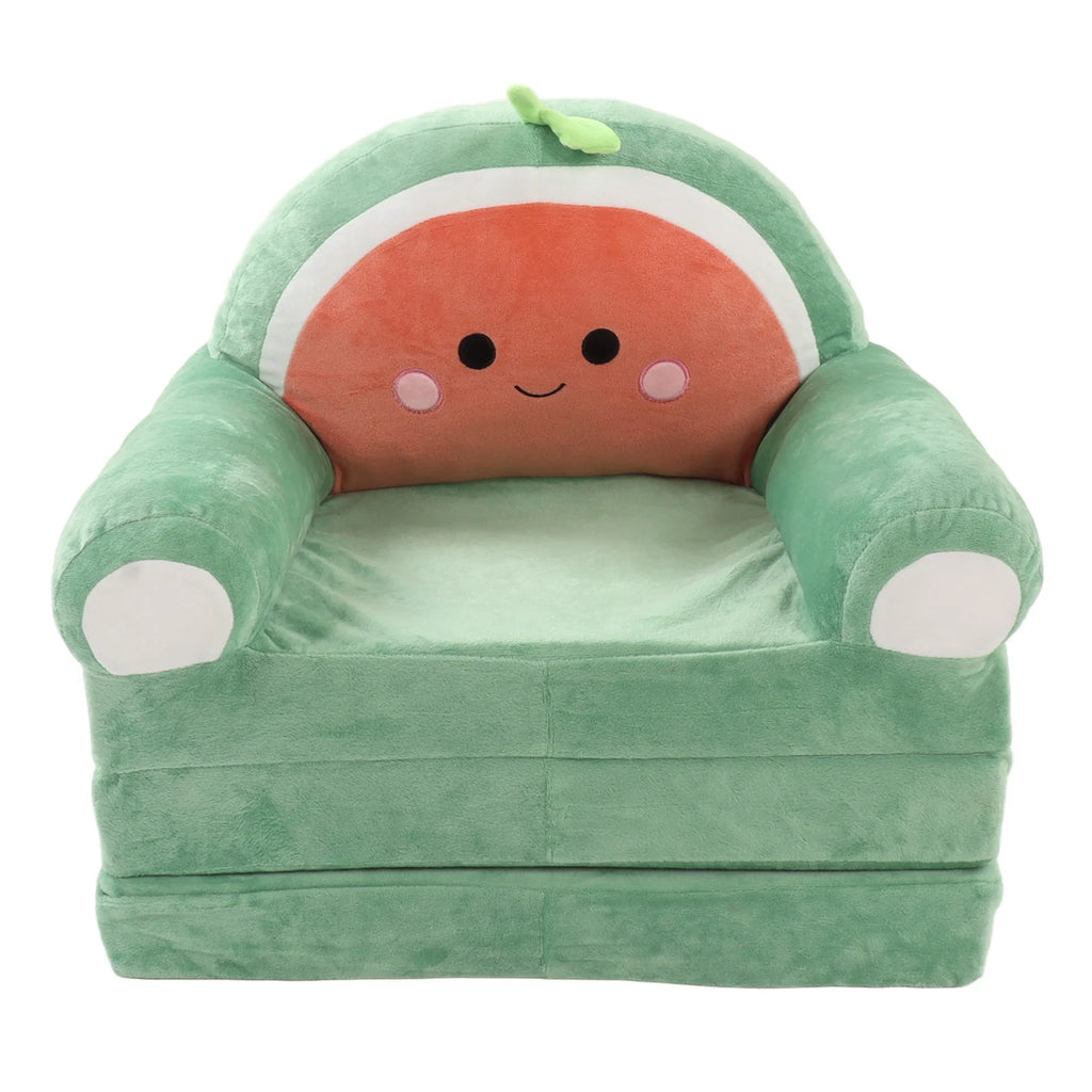 Cartoon Foldable Kids Sofa Bed Plush Washable Children's Armchair with Wide Armrests