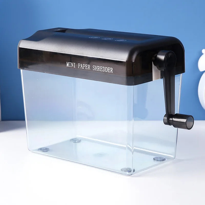 A6 Mini Manual Desktop Paper Shredder - Hand-Crank Office Document Shredder