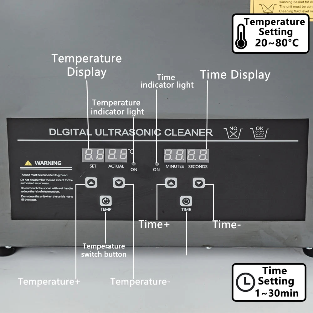 Ultrasonic Cleaner 40kHz | Heated Digital Stainless Steel Cleaner - 2–30L (0.53–7.93 gal) Options for Jewelry, Watches & Glasses
