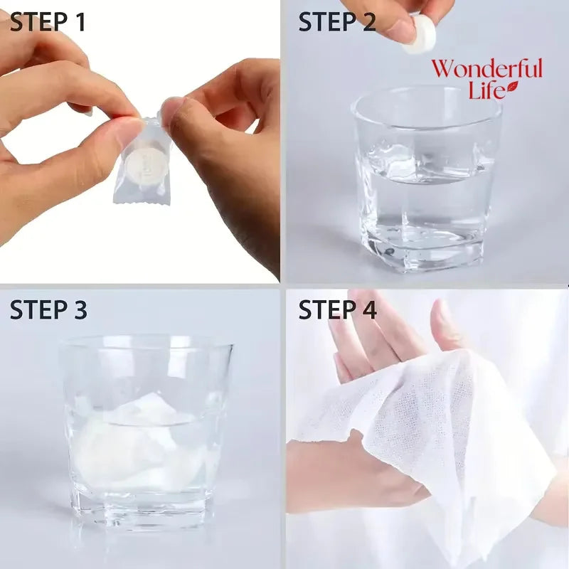 50/100 Pack Portable Compressed Facial Towels Disposable Non-Woven Makeup & Cleansing Wipes