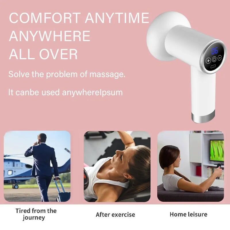 Wireless Handheld Massage Gun – Portable Rechargeable Percussion Massager for Neck, Shoulder, Back & Waist (Pink/White)