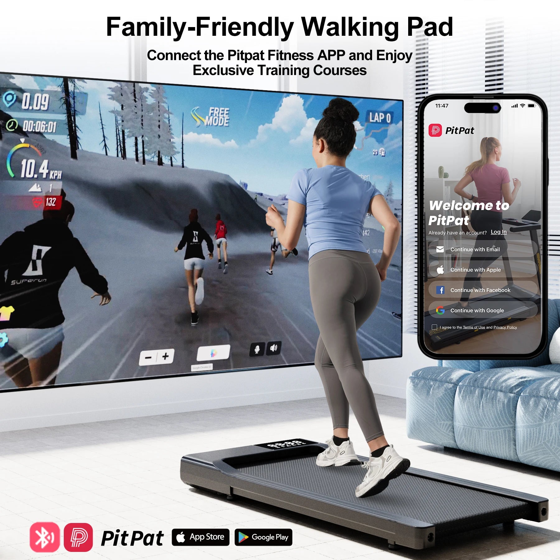 Portable 2.5HP Walking Treadmill for Home and Office Up to 6 km/h (3.8 mph) Anti-Slip Shock Absorption