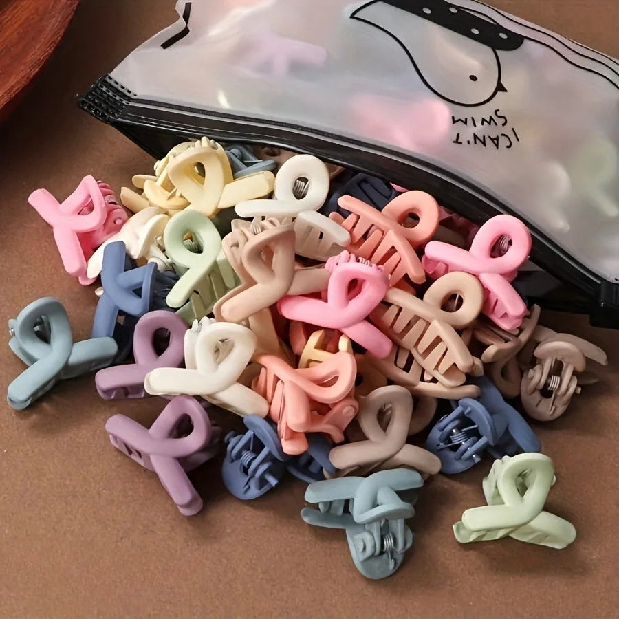 20-Pack Matte Hollow Hair Claw Clips, Solid Candy Colors Rectangular Barrettes for Women