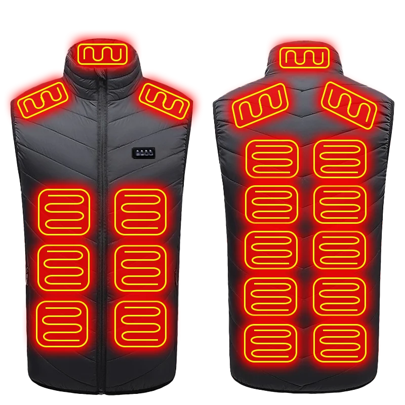 21-Zone Graphene USB Heated Vest – Unisex Electric Heated Jacket for Camping & Outdoor