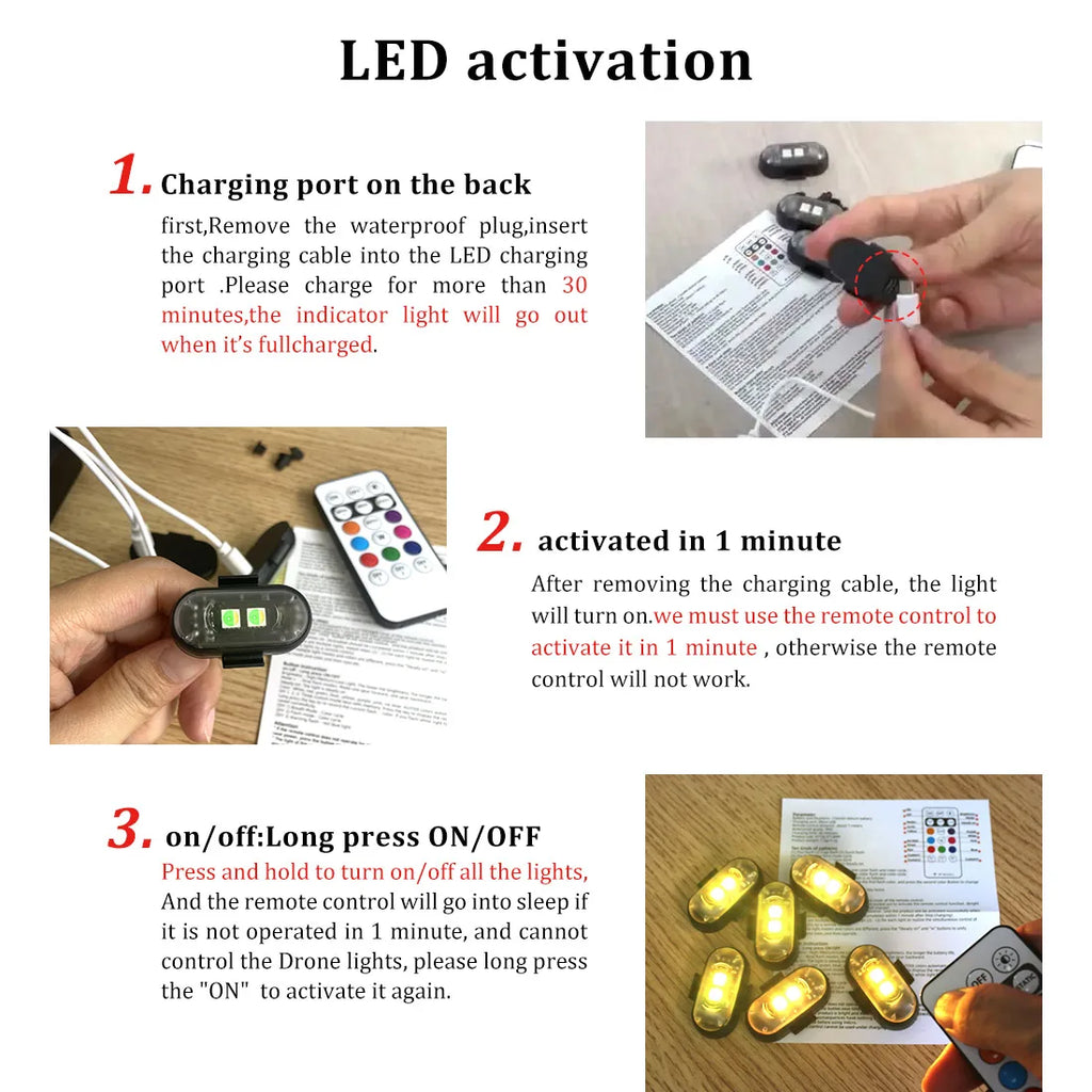 4/10-Pack Car LED Warning Lights — Rechargeable Wireless Decorative Atmosphere Lamps with Remote Control