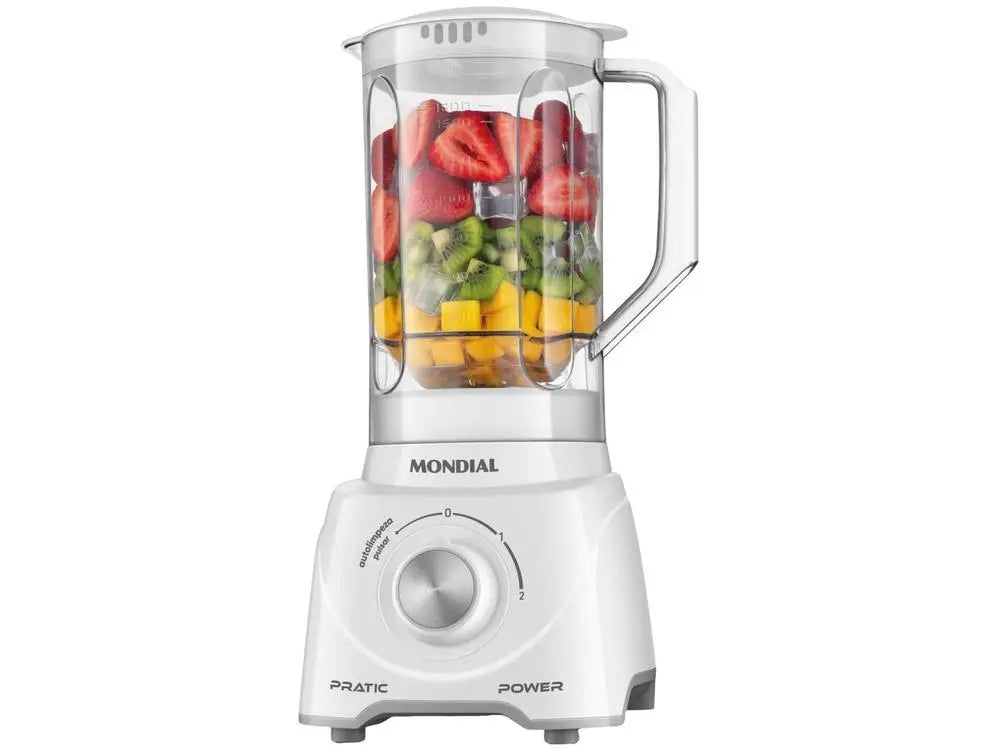 Glass Jar Blender 550W 2 Speeds + Pulse, 2.2L (74 fl oz) Total / 1.6L (54 fl oz) Usable, 4 Stainless Steel Blades, Self-Cleaning, White