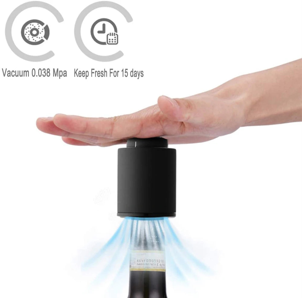Vacuum Wine Bottle Stopper with Date Dial – Airtight Reusable Wine Sealer Pump