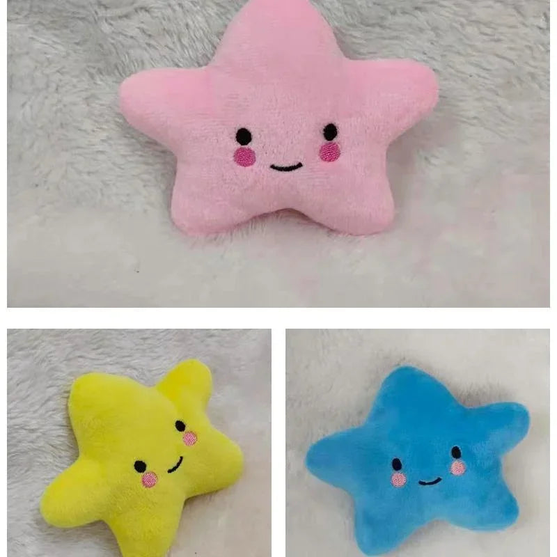 Squeaky Plush Pentagram Pet Toy for Dogs & Cats, Soft Fleece Squeaker, 3.9-5.1 in (10-13 cm)