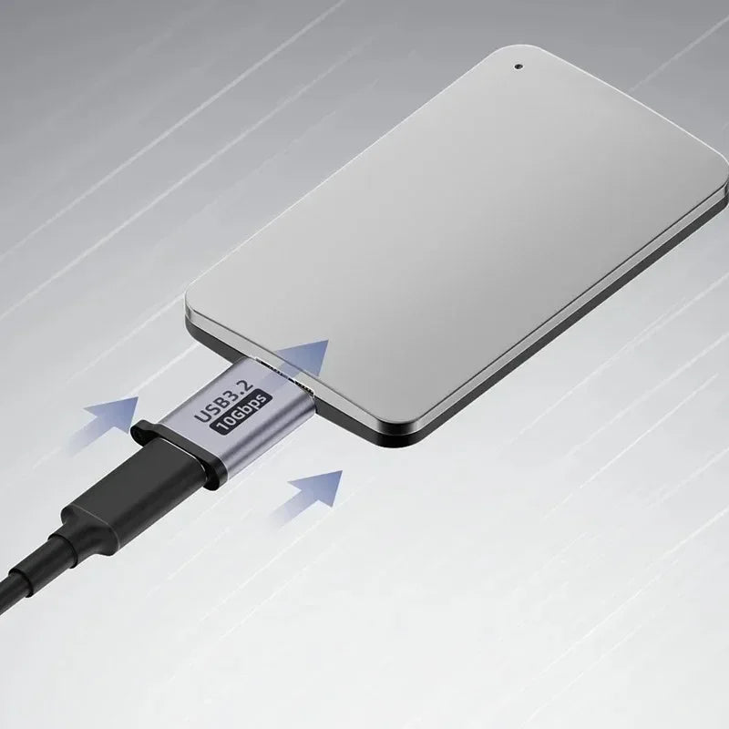 USB 3.0 Micro-B Male to USB-C Female Adapter — Type-C HDD Cable Converter, 10 Gbps High-Speed