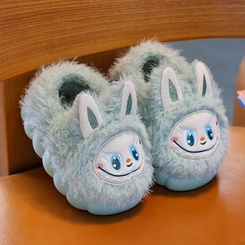Kids Winter Plush Slippers - Warm Faux Fur Cotton Shoes, Anti-Slip Indoor Slippers for Girls & Boys