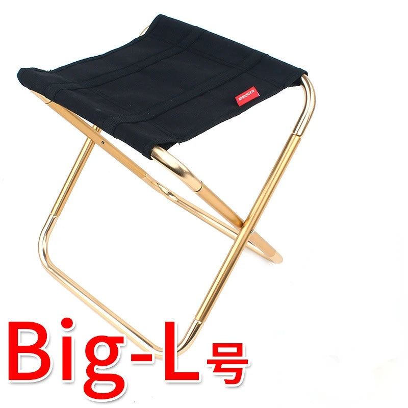 Portable Folding Stool Large 7075 Aluminum Alloy — 300×255×315 mm (11.8×10.0×12.4 in) — Camping, Fishing, Hiking
