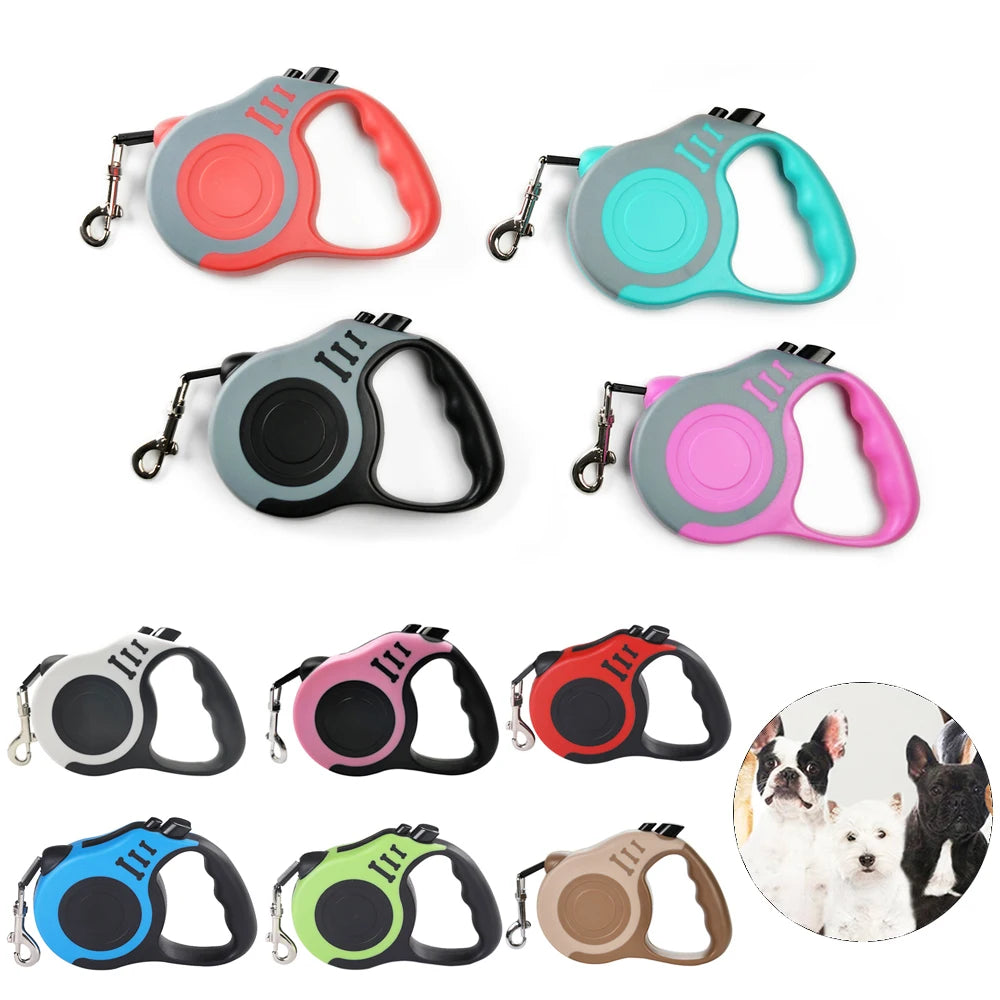 Retractable Dog Leash 3m / 5m (9.8ft / 16.4ft) Nylon Automatic Pet Lead for Small, Medium & Large Dogs and Cats