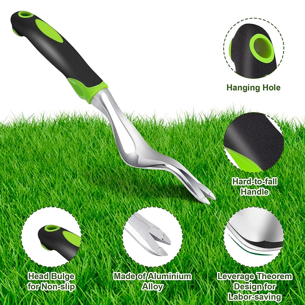 Hand Weeder Tool 11.9 in (30.2 cm) Garden Weed Puller with Ergonomic Handle for Lawn, Garden & Transplanting