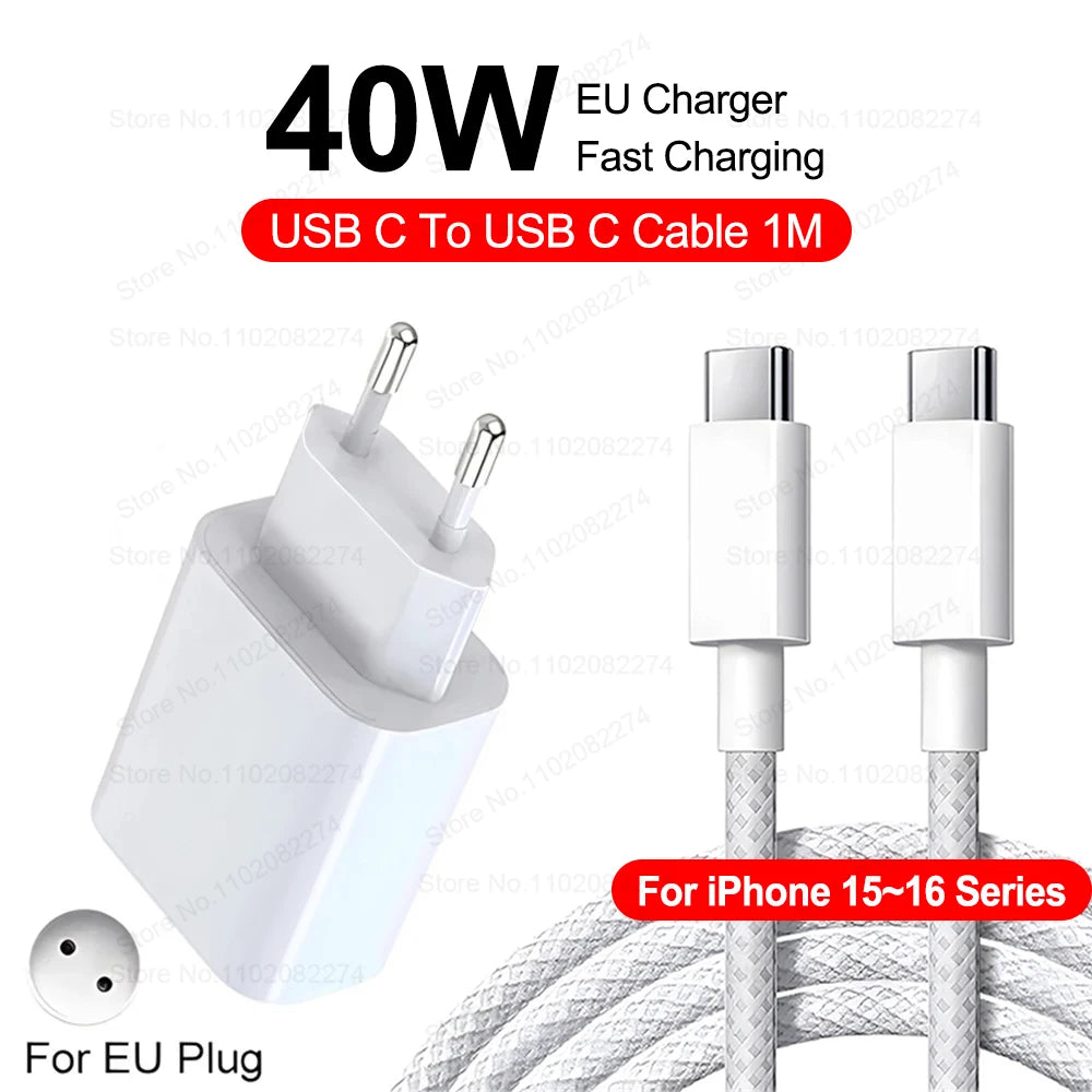 40W USB-C Fast Charger for iPhone - PD Quick Charge Power Adapter with 1 USB-C Port