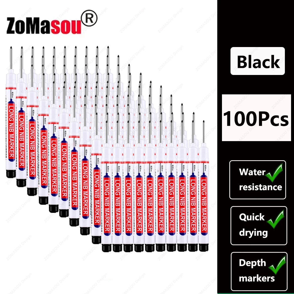 20mm Long-Head Deep Hole Marker Pens - Waterproof Fast-Dry Oil Markers for Wood, Metal & Glass (Red/Black/Blue/Green)