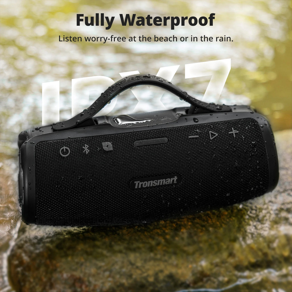 50W Portable Bluetooth Speaker — IPX7 Waterproof, 8000mAh Built-in Power Bank, App-Controlled EQ & Retractable Handle