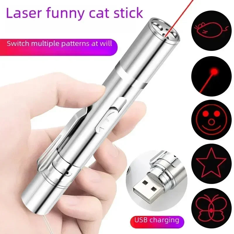 USB Rechargeable Infrared Laser Cat Toy – Interactive Pattern Projection Wand
