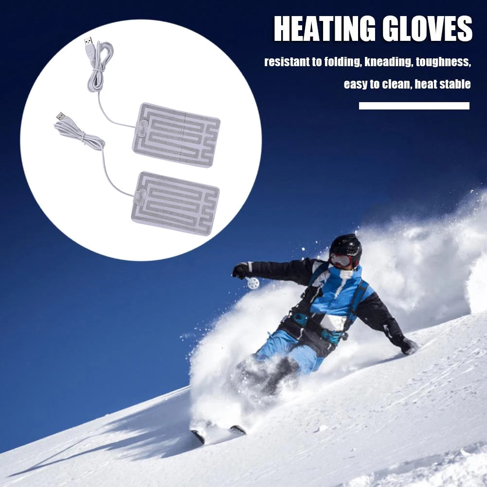 1 Pair USB Carbon Fiber Heated Glove Pads – Electric Heating Inserts for Winter Gloves, Camping, Hiking, Skiing & Cycling