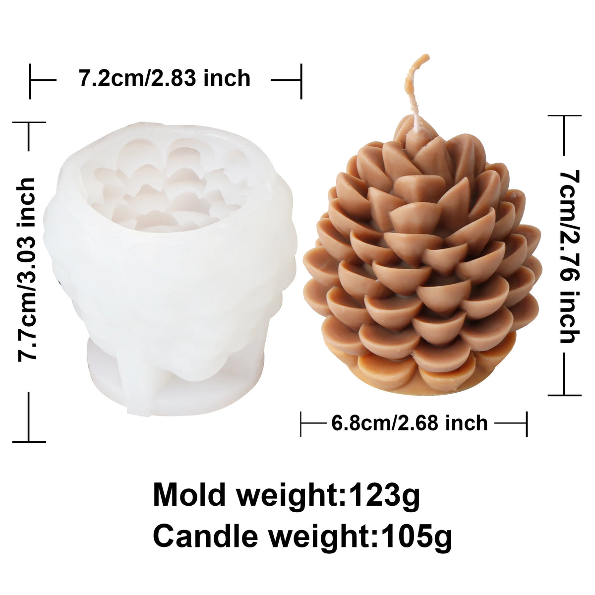 DIY Pinecone & Acorn Silicone Mold - Reusable Candle, Soap, Resin & Cake Baking Mold for Home Decor Crafts