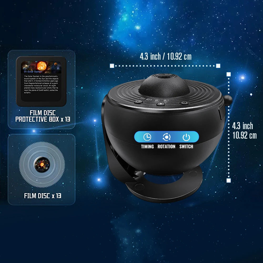 Galaxy Star Projector Planetarium Night Light – 13-in-1 Solar System & Constellation Projector for Kids' Bedroom