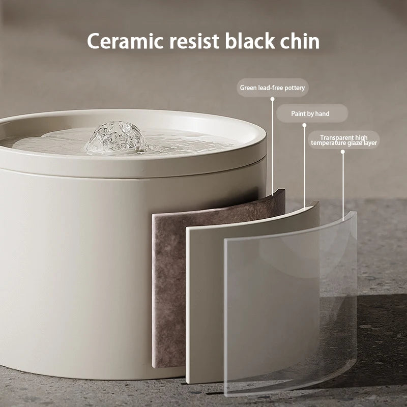 Ultra-Quiet Ceramic Pet Water Fountain for Cats & Small Dogs Automatic Filtered USB Dispenser