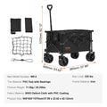 Collapsible Folding Wagon Cart — All-Terrain Beach & Camping Utility Wagon with Drink Holder & Storage Pockets