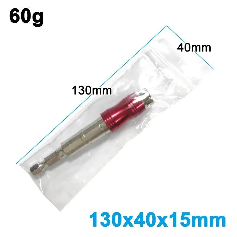 Red Curved Magnetic Hex Extension Bit Holder - Universal Drill and Screwdriver Adapter