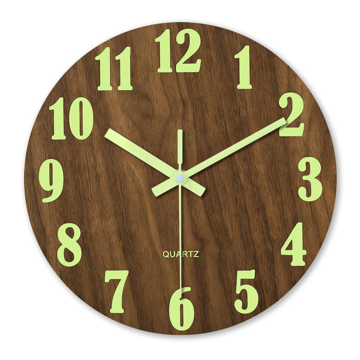 12-Inch (30 cm) Luminous Wooden Wall Clock - Silent Non-Ticking Night Light, Nordic Minimalist