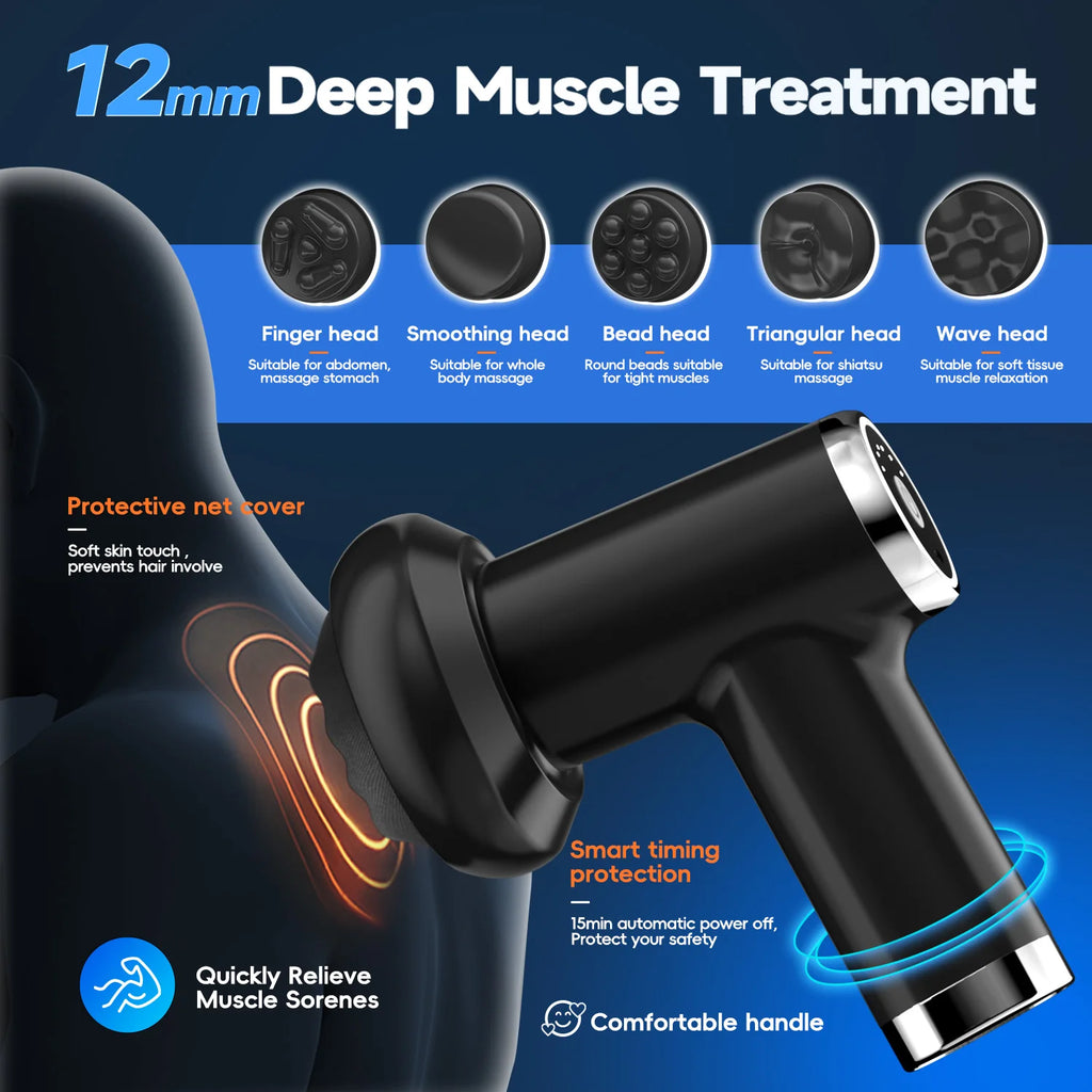 USB-C Rechargeable Body Sculpting Massager with 5 Washable Heads – Cellulite & Deep Tissue Full-Body Massage for Abdomen Back Butt Legs Arms