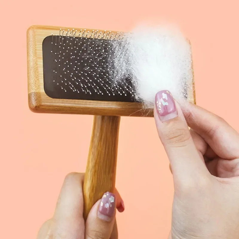 Wooden Pet Grooming Brush for Dogs & Cats – Hair Remover, Knot Opener & Massage Comb
