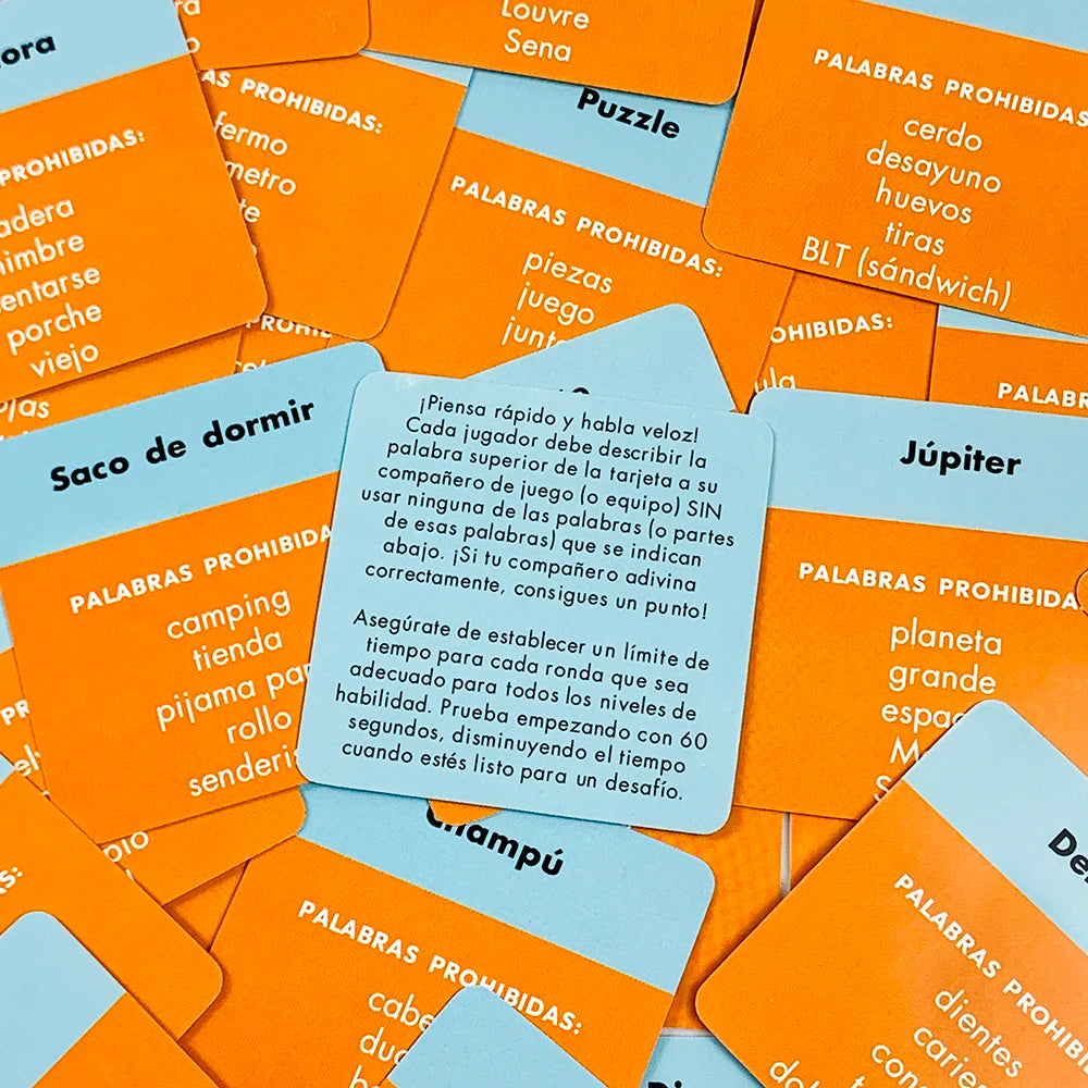 Spanish Mini Card Game Name That Word - 50 Cards for Family, Party & Camping