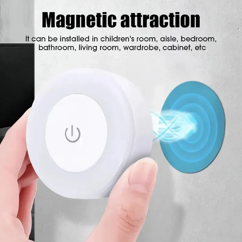 Portable USB Rechargeable LED Night Light - Touch Round Table Lamp for Bedroom, Kids Room & Living Room