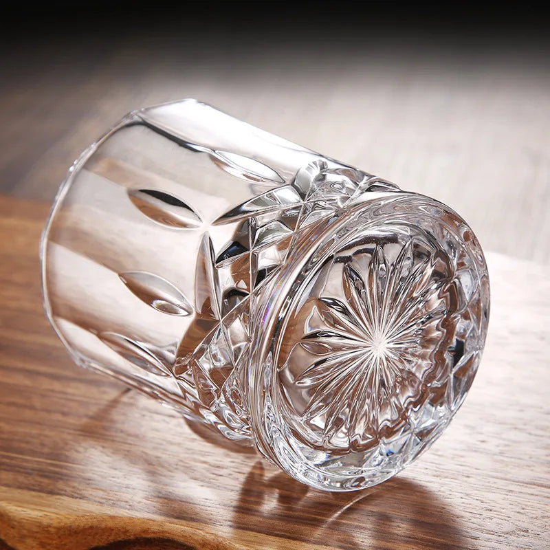 Embossed Crystal Whiskey Tumbler 230ml (7.8 fl oz) - Available in 1/2/4/6-Pack for Bar & Home