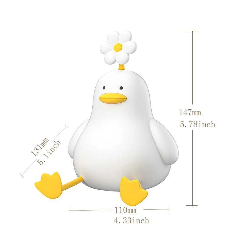 Cute Duck LED Night Light USB Rechargeable Silicone Touch Lamp for Kids Bedside Adjustable Brightness Birthday Gift