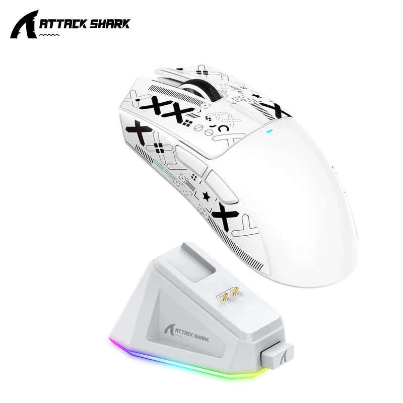 Wireless Gaming Mouse 22,000 DPI, 1000Hz Polling, Tri-Mode Bluetooth/2.4G/USB, Rechargeable with Magnetic RGB Charging Dock, Programmable Macros