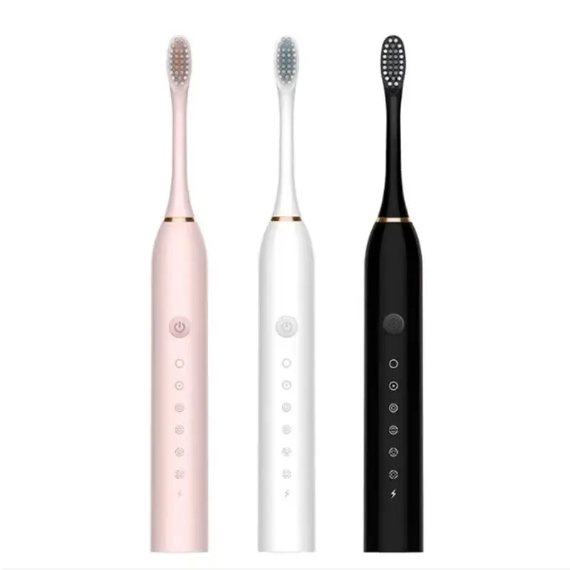 Ultrasonic Electric Toothbrush, 6-Speed USB Rechargeable, Waterproof with Soft Bristles for Adults